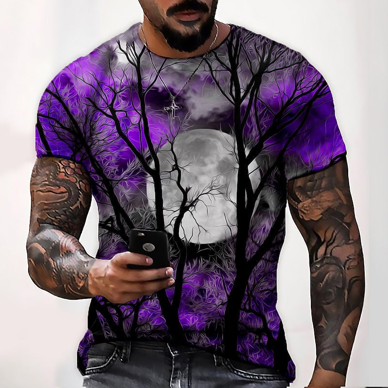 Halloween Moon Graphic Crew Neck T-Shirt