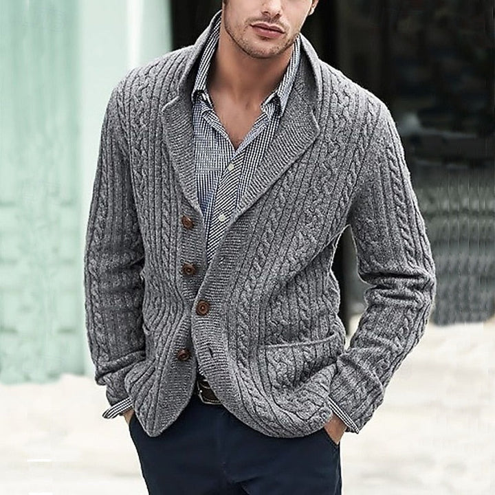 Cable-Knit Button Cardigan