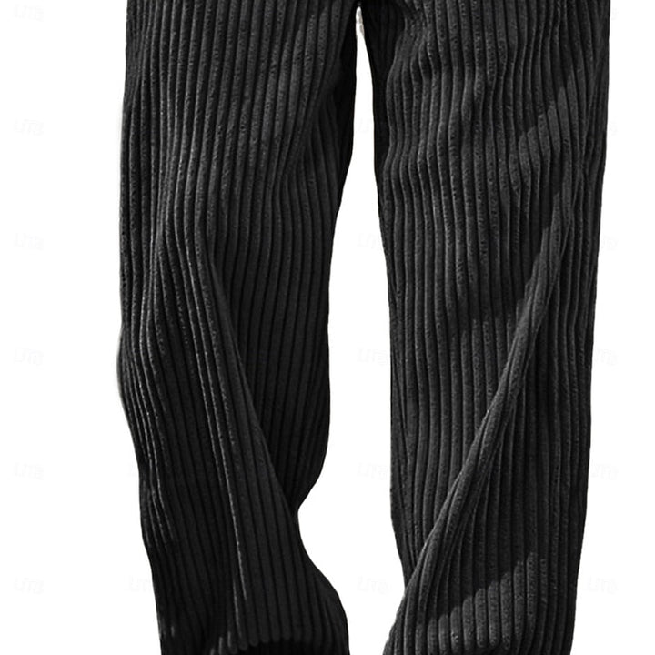 Relaxed Ribbed Wide-Leg Pants