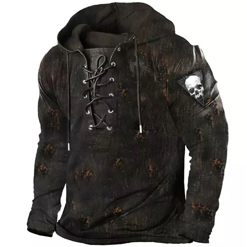 Halloween Lace-Up Skull Hoodie