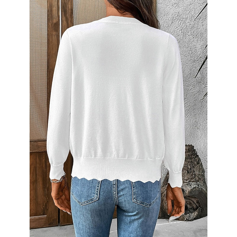 Scalloped Button-Front Cardigan