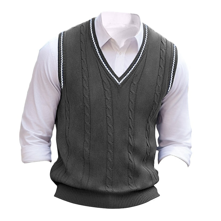 Cable-Knit V-Neck Sweater Vest