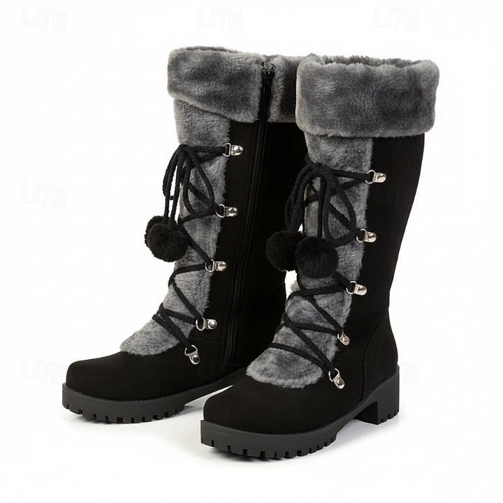 Lace-Up Winter Boots with Faux Fur