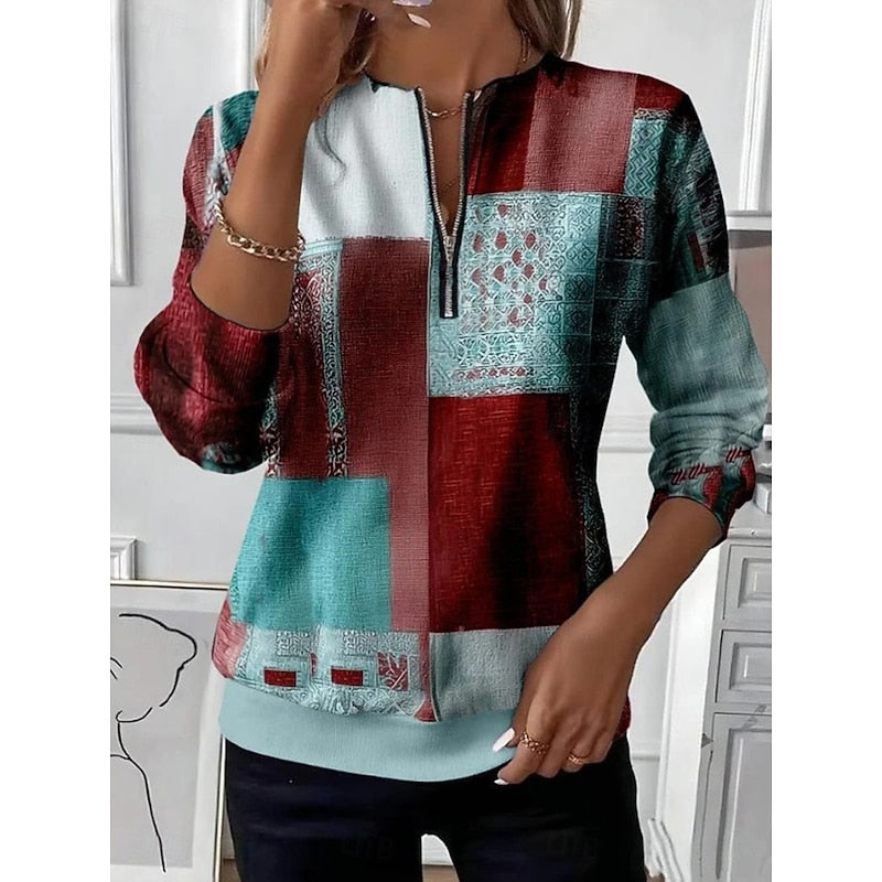 Half-Zip Color Block Sweatshirt