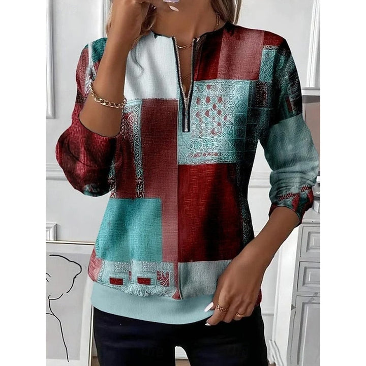 Half-Zip Color Block Sweatshirt