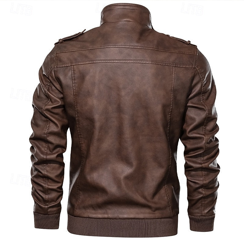 Rugged Stand-Collar Biker Jacket