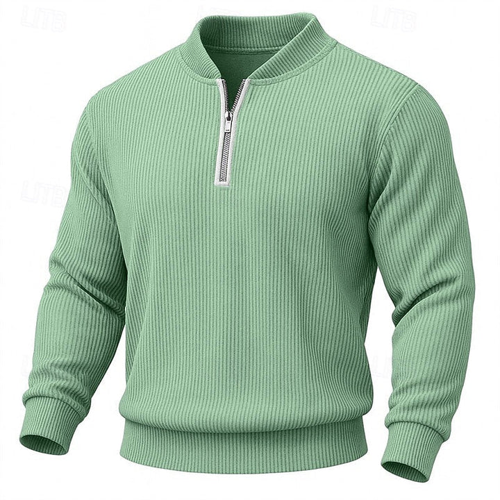 Ribbed Quarter-Zip Pullover
