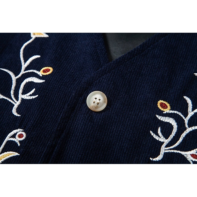 Embroidered Single-Breasted Vest
