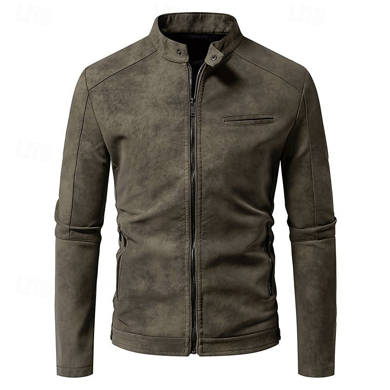 Classic Stand-Collar Biker Jacket