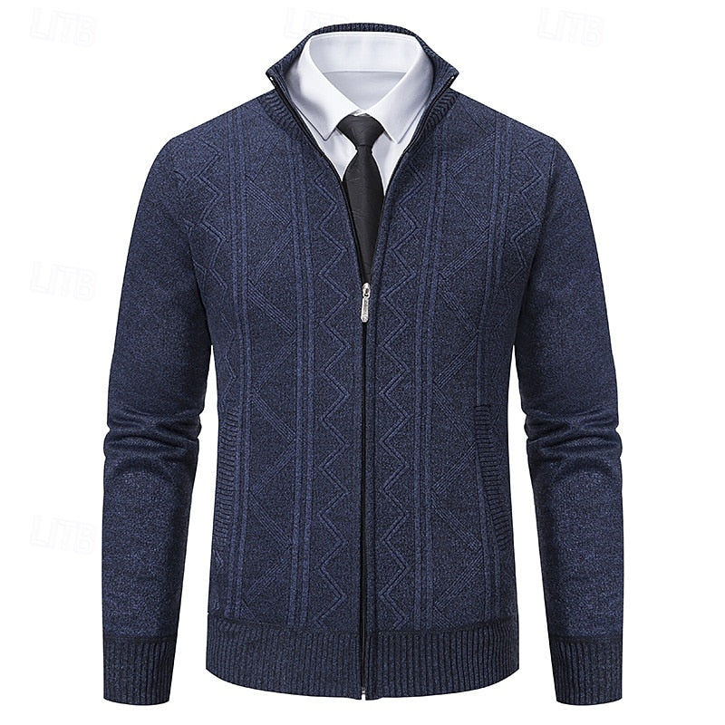 Textured Zip-Up Cardigan