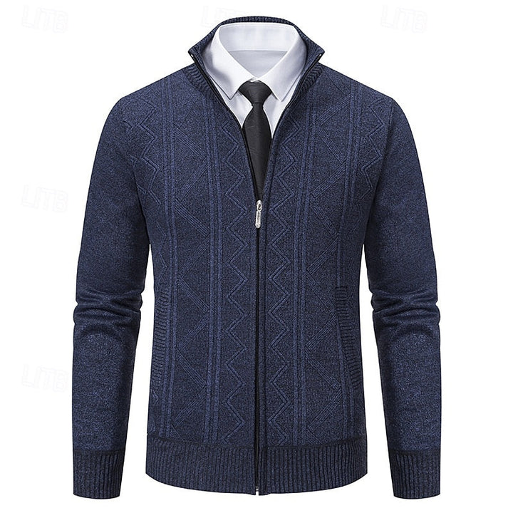 Textured Zip-Up Cardigan
