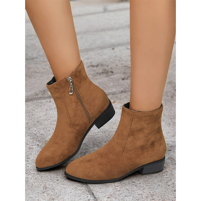 Side-Zip Block Heel Ankle Boots