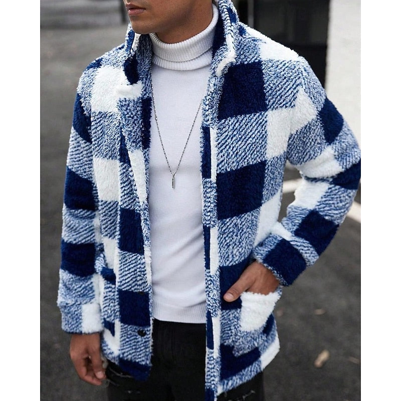 Checked Standing-Collar Jacket