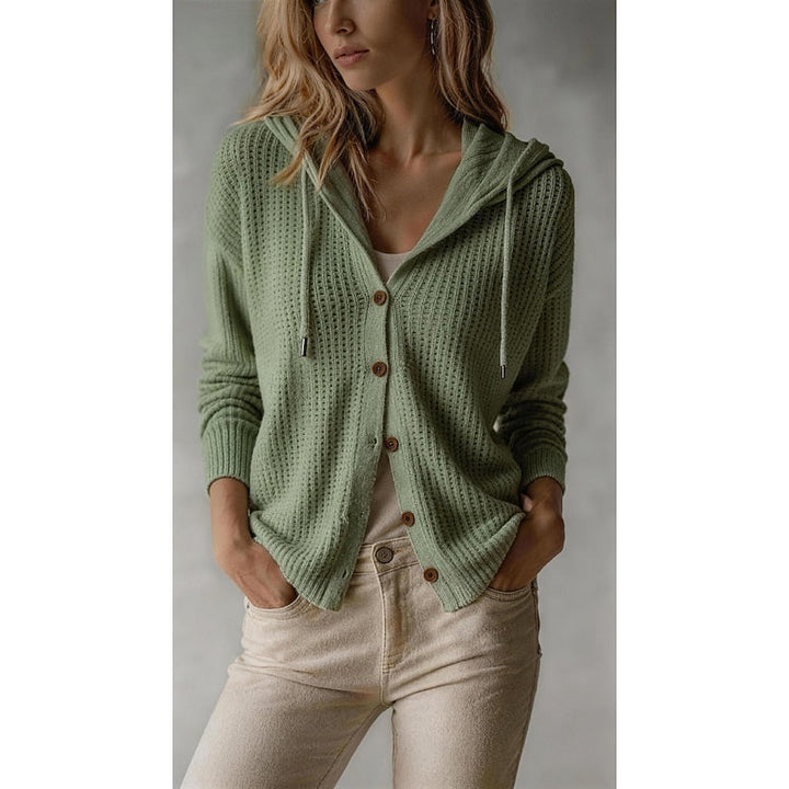 Hooded Button-Front Cardigan