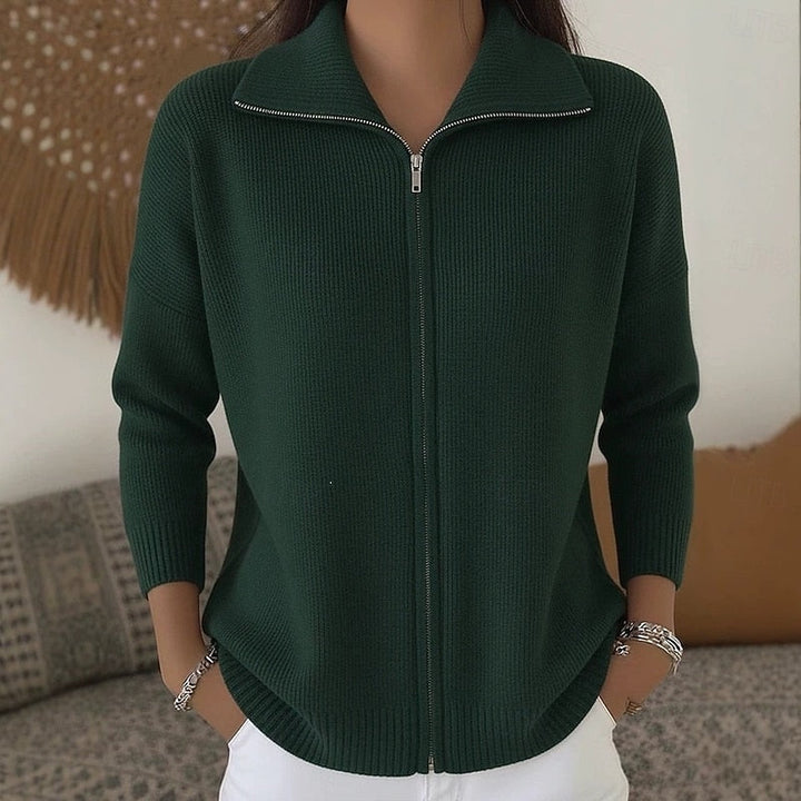 Stand Collar Zip Cardigan