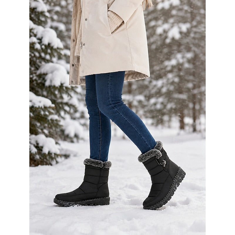 Cozy Fur-Trimmed Winter Snow Boots