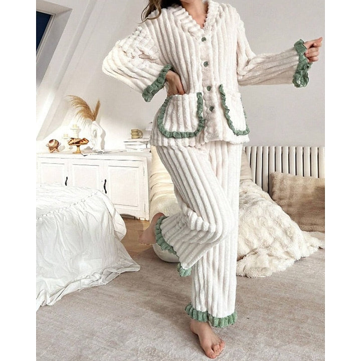 Cozy Ruffle-Trim Two-Piece Set