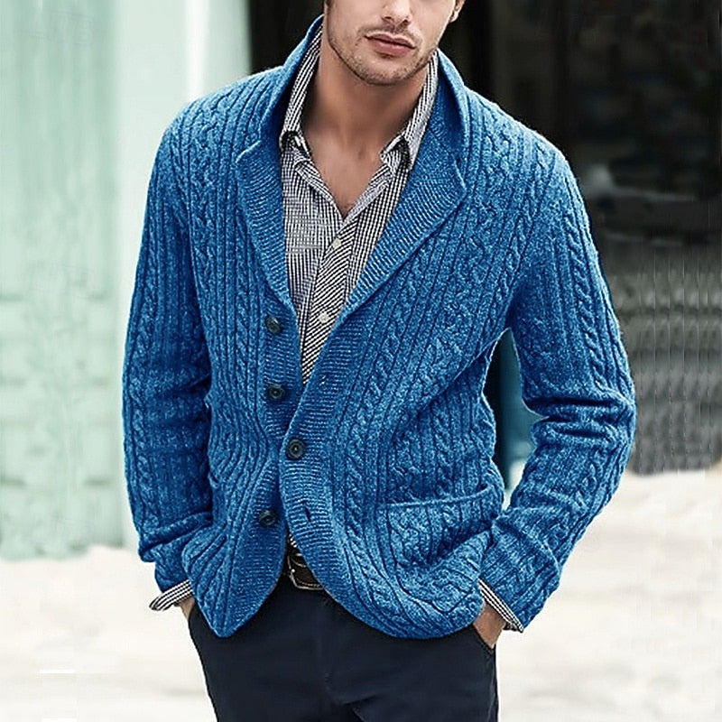 Cable-Knit Button Cardigan
