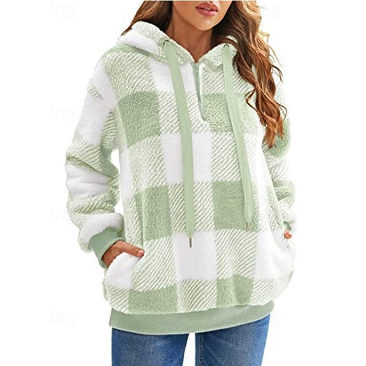 Quarter-Zip Checkered Hoodie