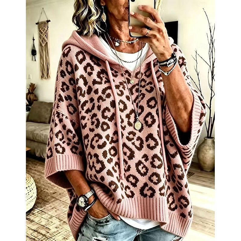 Animal Print Hooded Sweater
