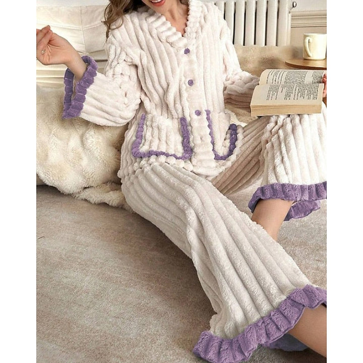 Cozy Ruffle-Trim Two-Piece Set