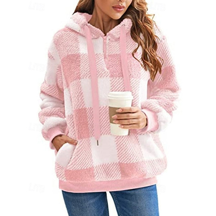 Quarter-Zip Checkered Hoodie