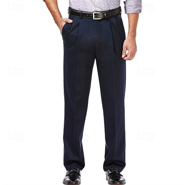 Pleated Straight-Leg Dress Pants