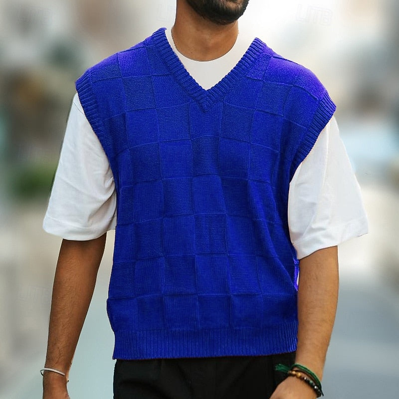 Textured V-Neck Sweater Vest