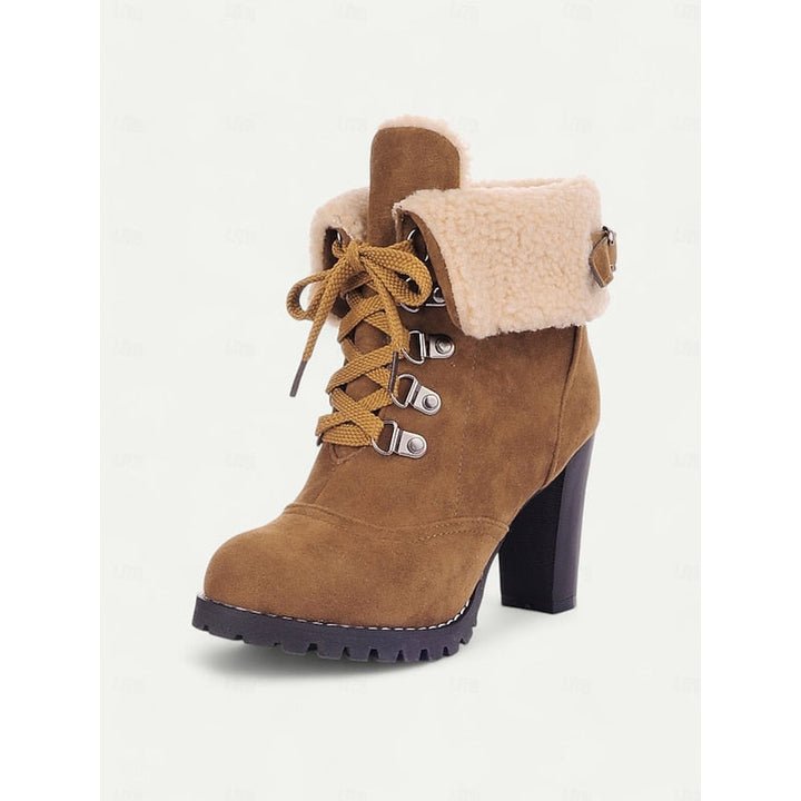 Fur-Trimmed Lace-Up Winter Boots