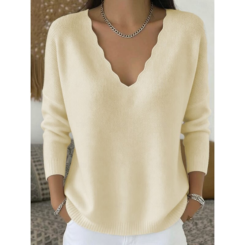 Scalloped V-Neck Halloween Sweater