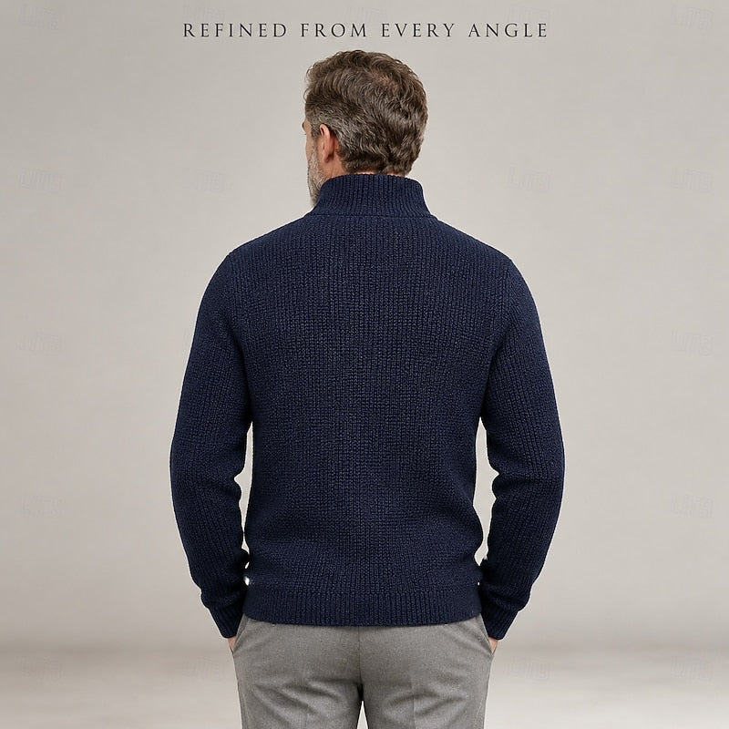 Textured Stand-Collar Cardigan
