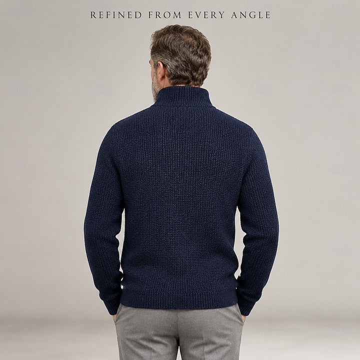 Textured Stand-Collar Cardigan