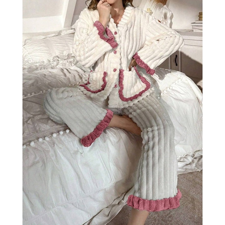 Cozy Ruffle-Trim Two-Piece Set