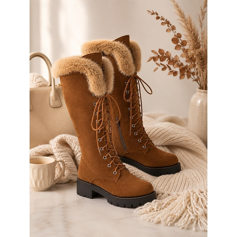 Aurelia Lace-Up Knee-High Winter Boots