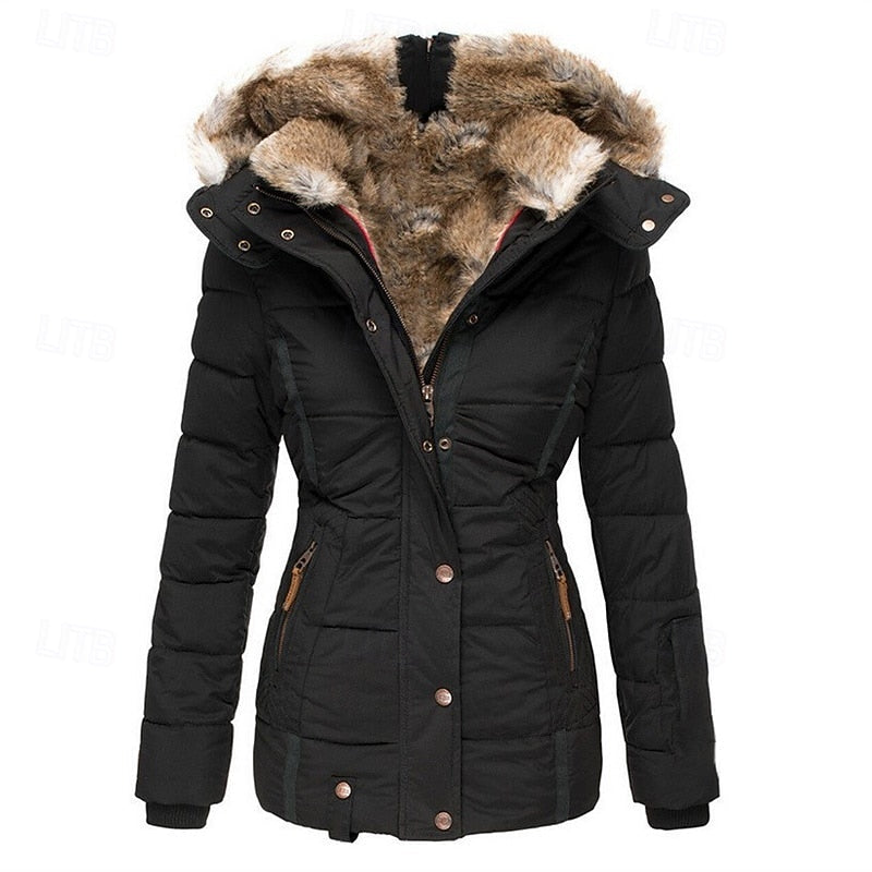 Fur-Trimmed Hooded Winter Jacket