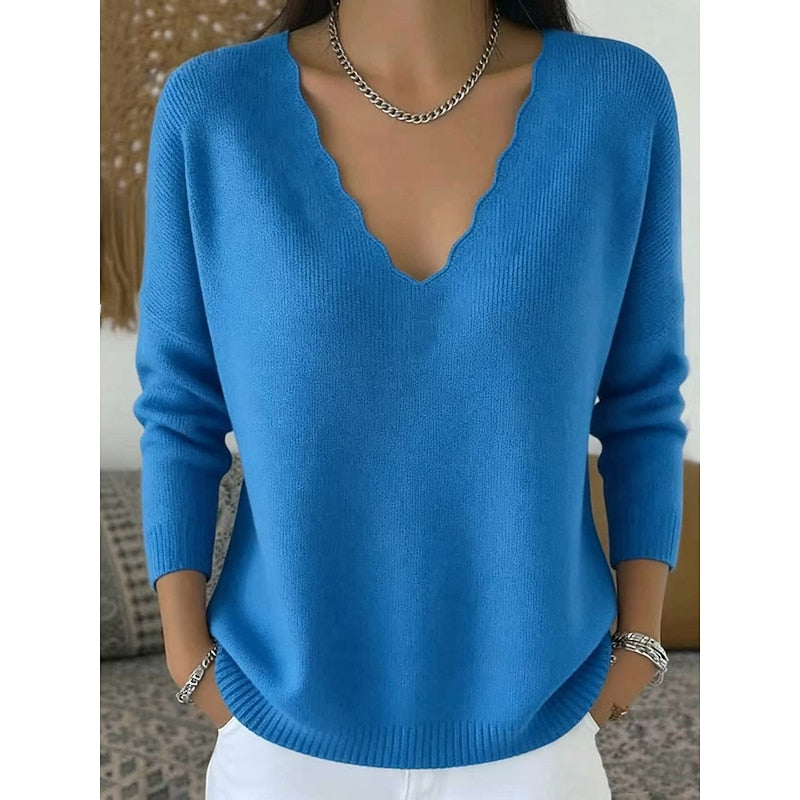 Scalloped V-Neck Halloween Sweater