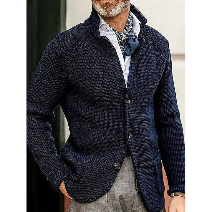 Textured Stand-Collar Cardigan