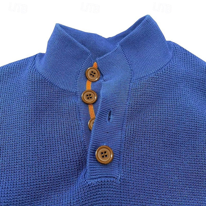 Stand Collar Button Sweater