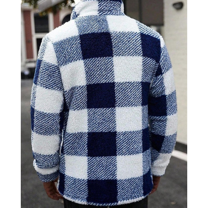 Checked Standing-Collar Jacket