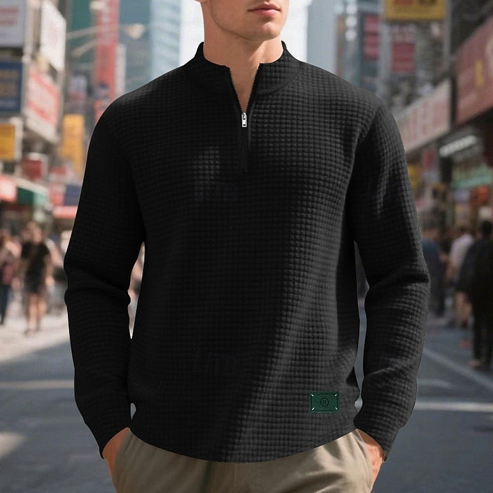Quarter-Zip Textured Sweatshirt