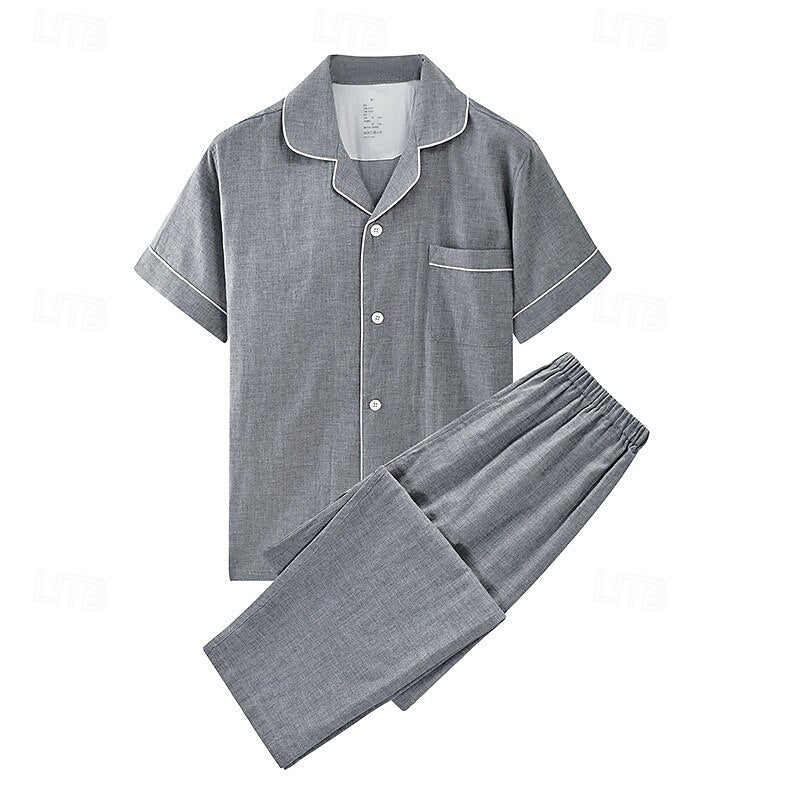 Relaxed Lapel Two-Piece Pajama Set