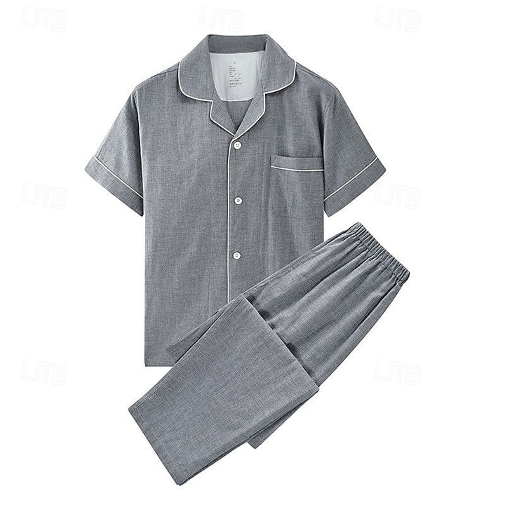 Relaxed Lapel Two-Piece Pajama Set