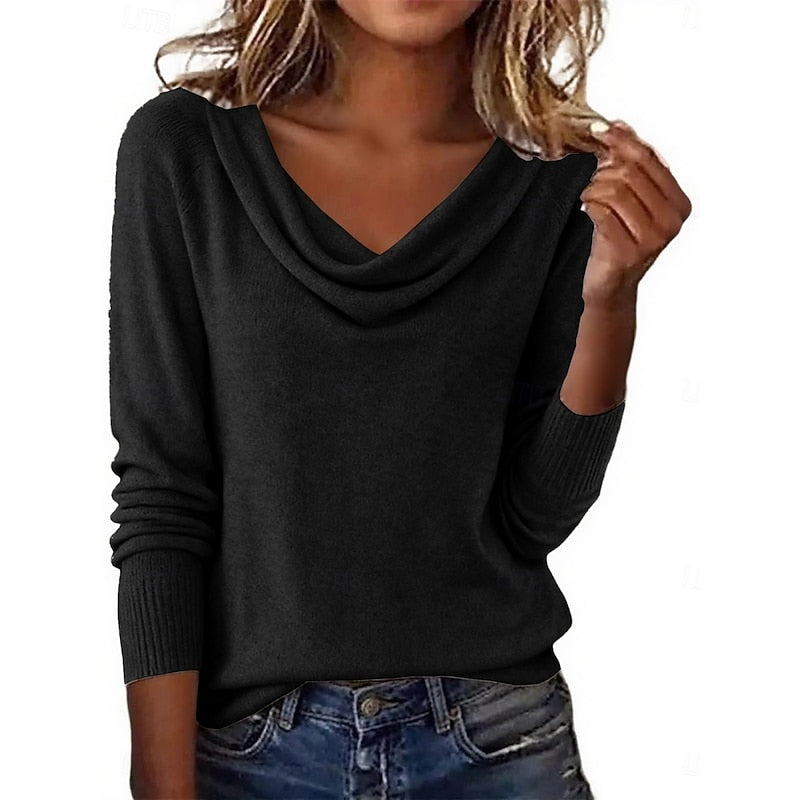 Draped Cowl Neck Sweater