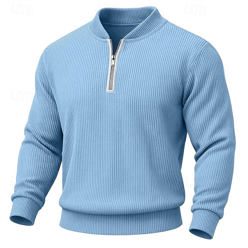 Ribbed Quarter-Zip Pullover