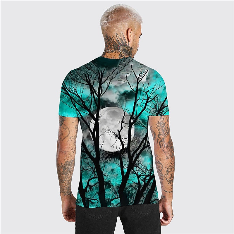 Halloween Moon Graphic Crew Neck T-Shirt
