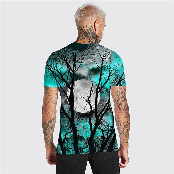Halloween Moon Graphic Crew Neck T-Shirt