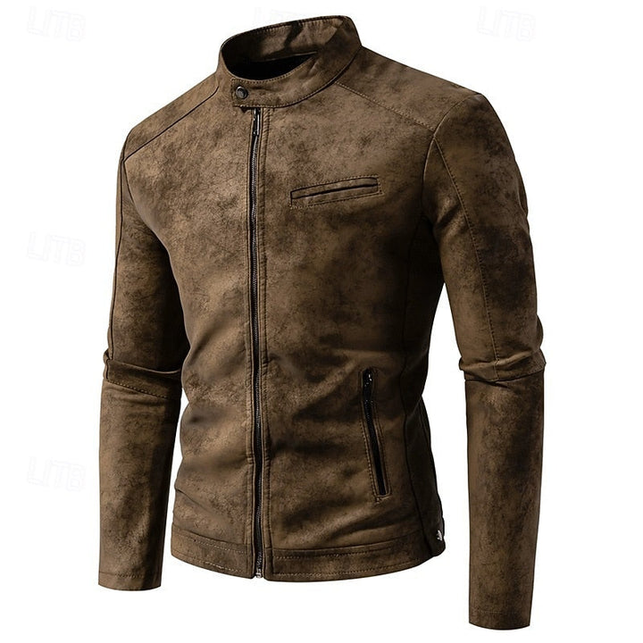Classic Stand-Collar Biker Jacket