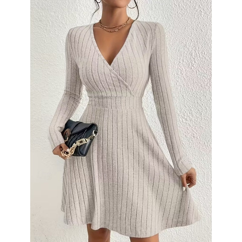 Wrap-Neck A-Line Dress
