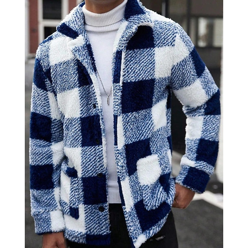 Checked Standing-Collar Jacket