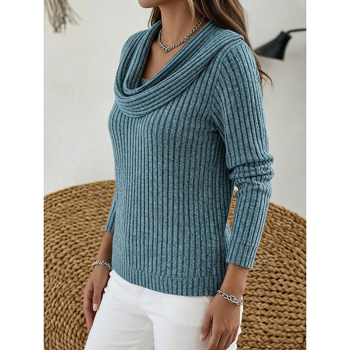 Cowl-Neck Ribbed Top